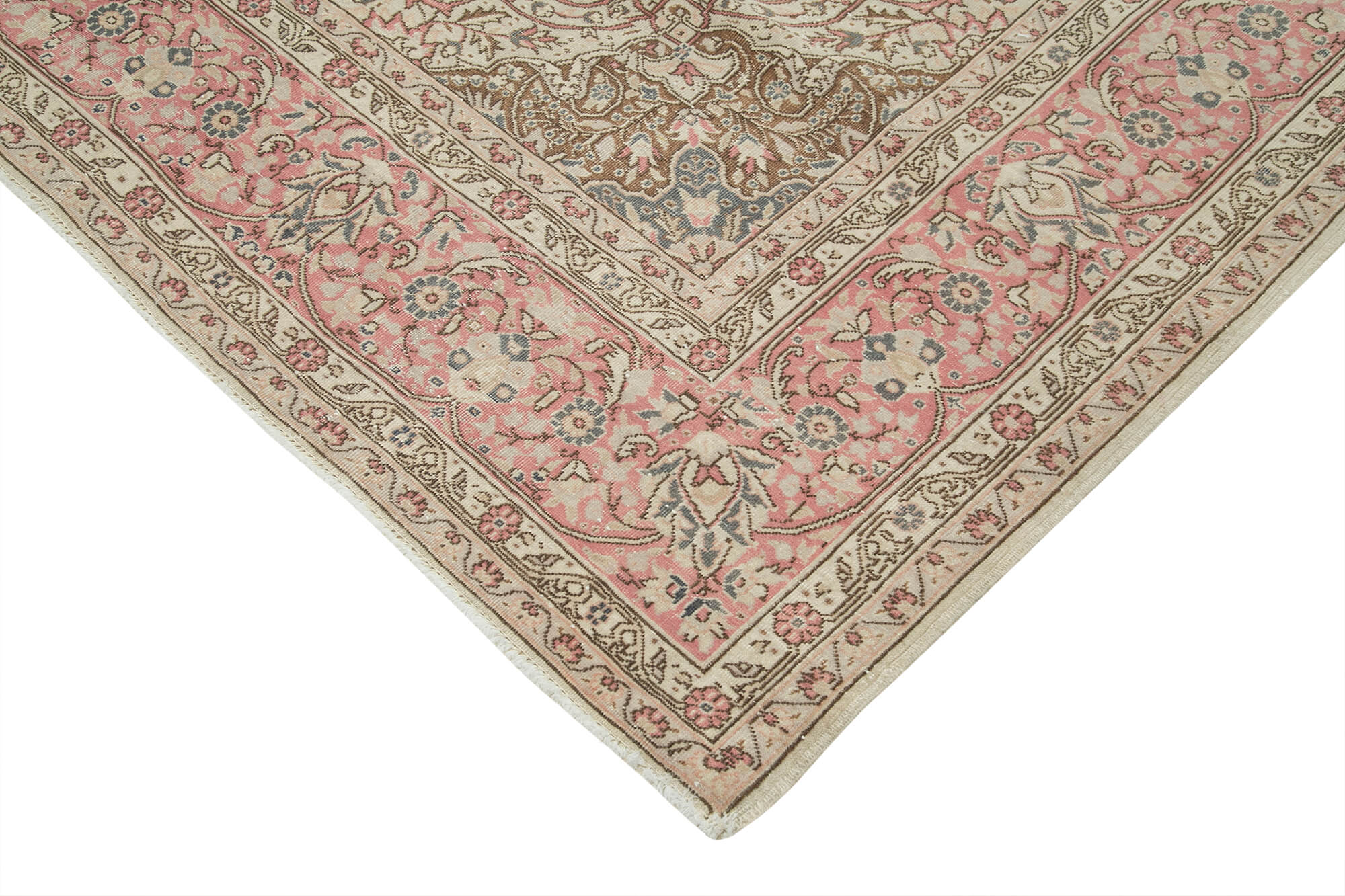 Vintage Cotton Wool Rug - Handmade Area Rug 8'4''x10'9'' | Neutral Beige Turkish Carpet