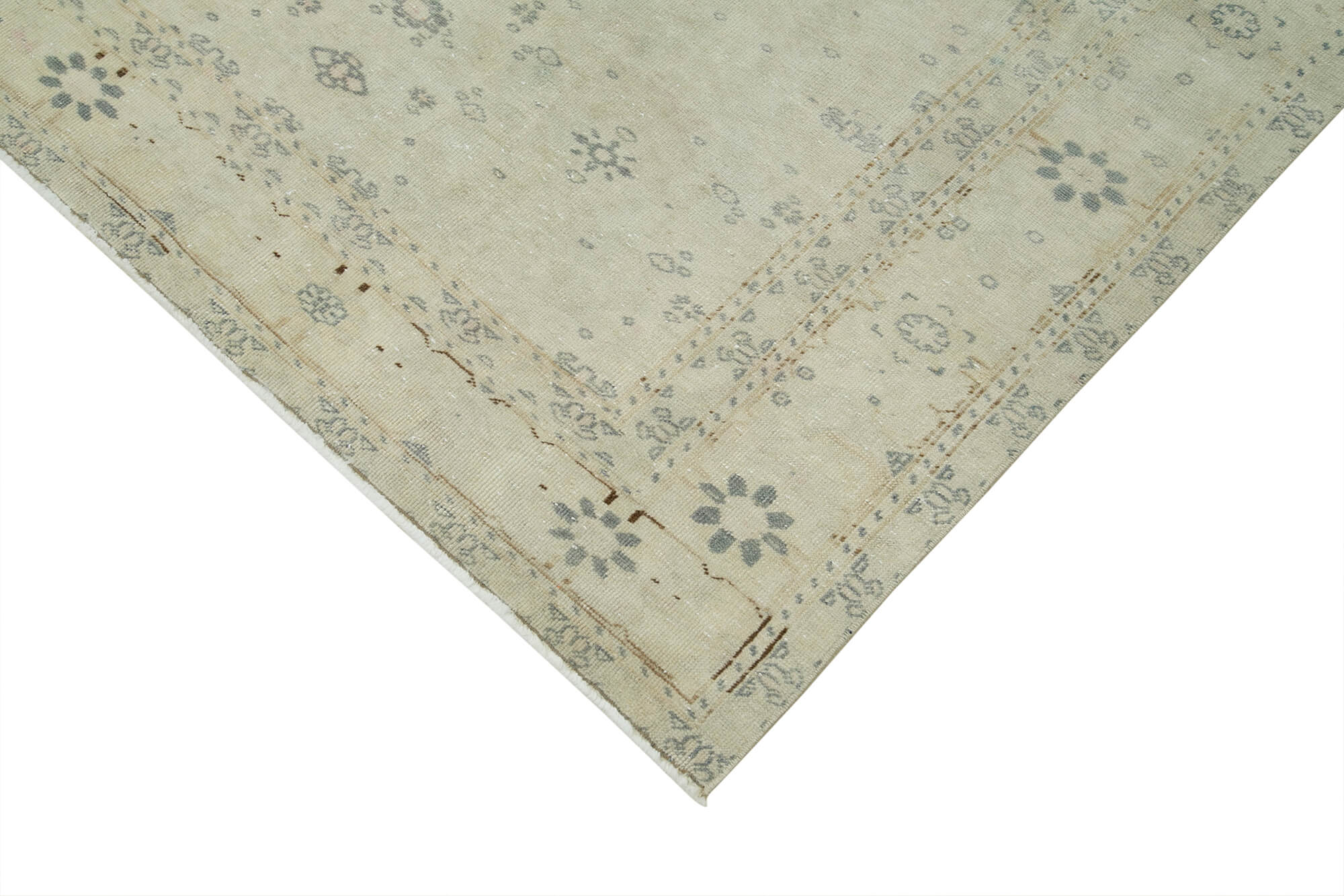 Vintage Cotton Wool Rug – Handmade Turkish Area Rug 7'9'' x 11'5'' Beige Wool Carpet
