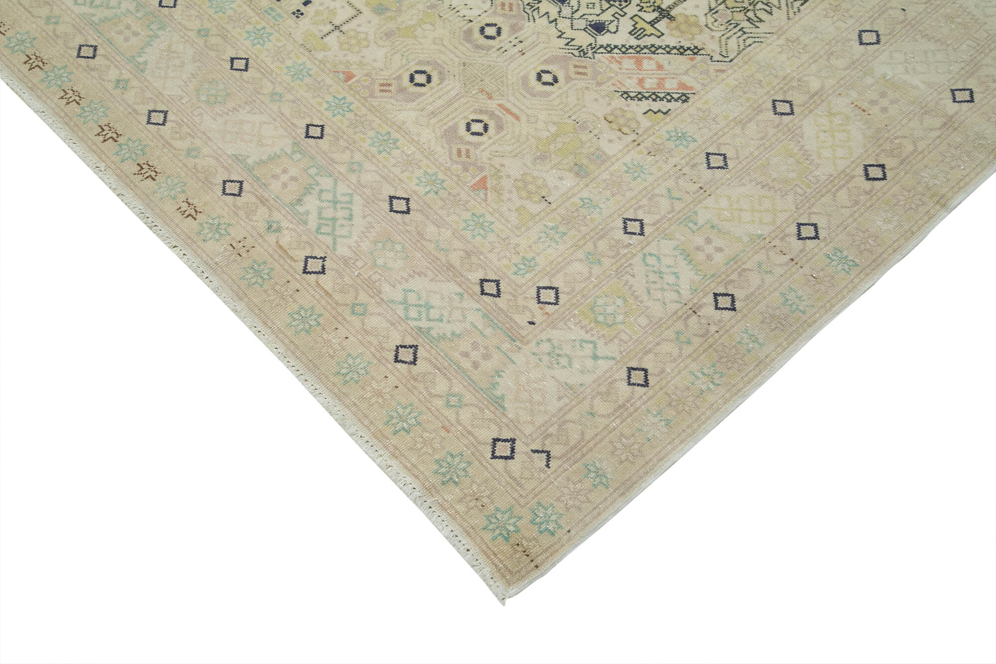 Vintage Cotton Wool Rug - Handmade Area Rug 8'2'' x 11'10'' Beige Turkish Carpet