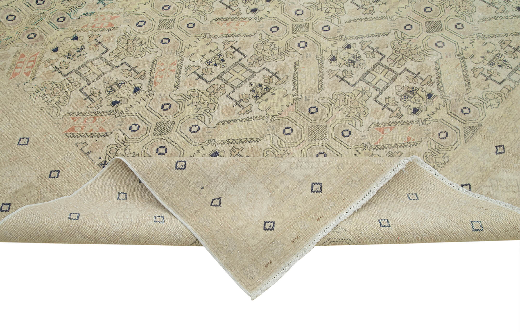 Vintage Cotton Wool Rug - Handmade Area Rug 8'2'' x 11'10'' Beige Turkish Carpet