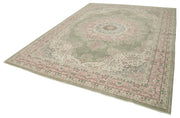 Handmade Vintage Area Rug – Beige Wool Cotton, Traditional Hand Knotted Turkish Carpet 8'5''x11'4''