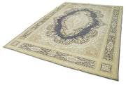 Vintage Cotton Wool Rug - Handmade Area Rug 8'0''x11'7'' Beige Turkish Wool Carpet