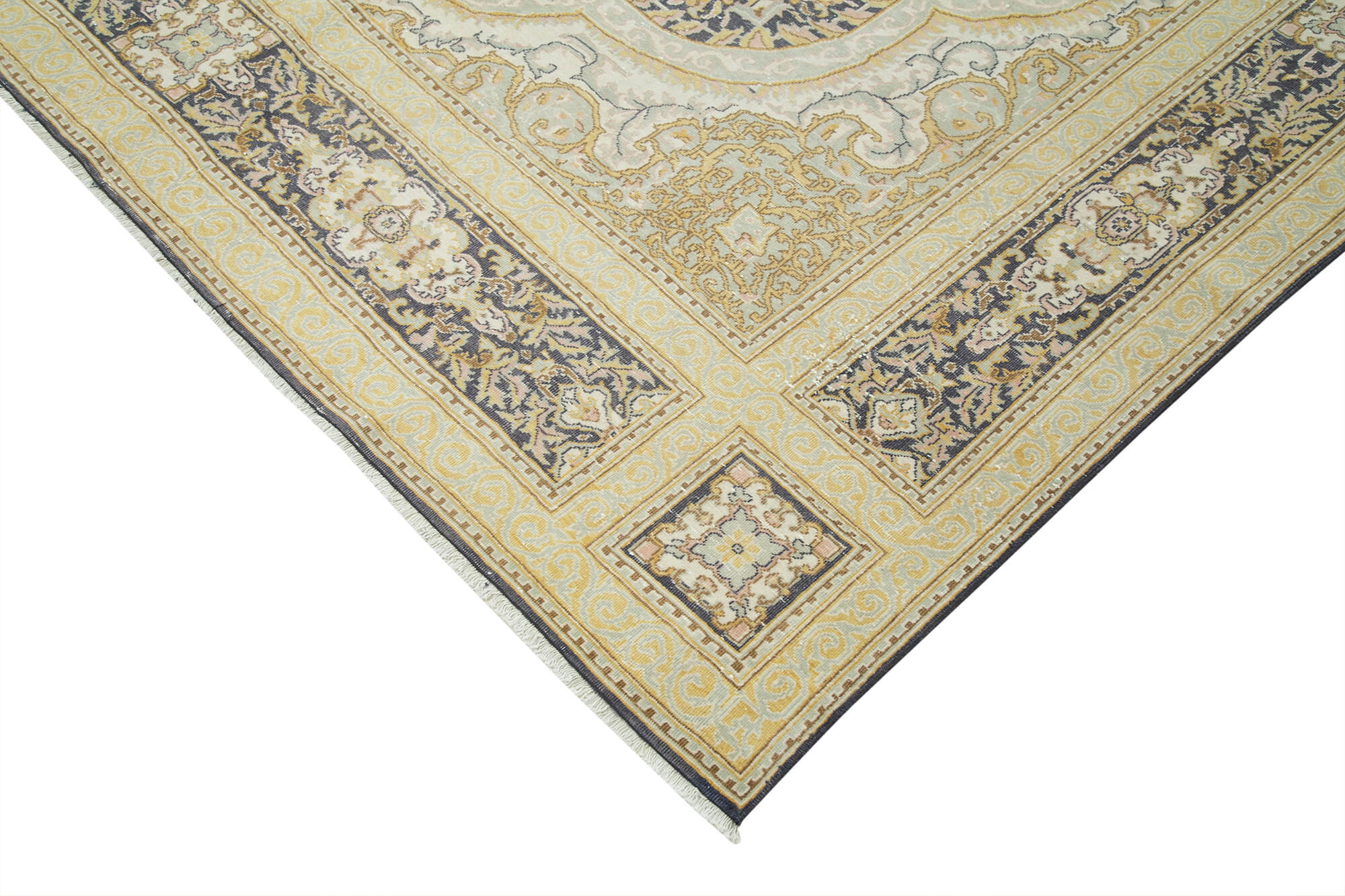 Vintage Cotton Wool Rug - Handmade Area Rug 8'0''x11'7'' Beige Turkish Wool Carpet