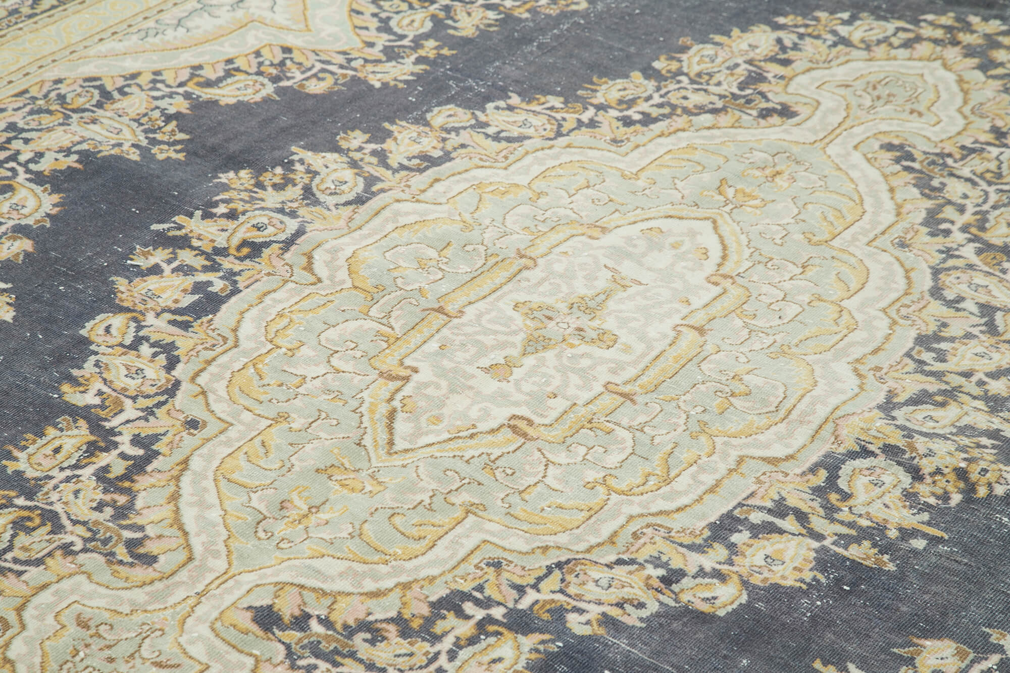 Vintage Cotton Wool Rug - Handmade Area Rug 8'0''x11'7'' Beige Turkish Wool Carpet