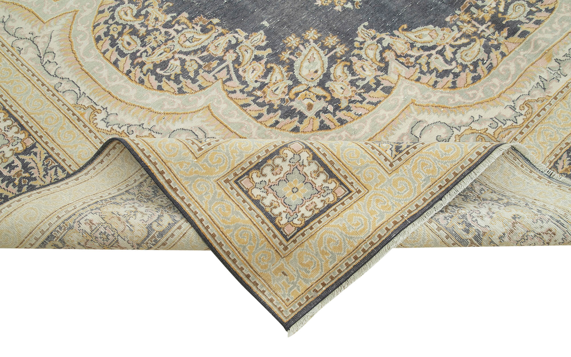 Vintage Cotton Wool Rug - Handmade Area Rug 8'0''x11'7'' Beige Turkish Wool Carpet