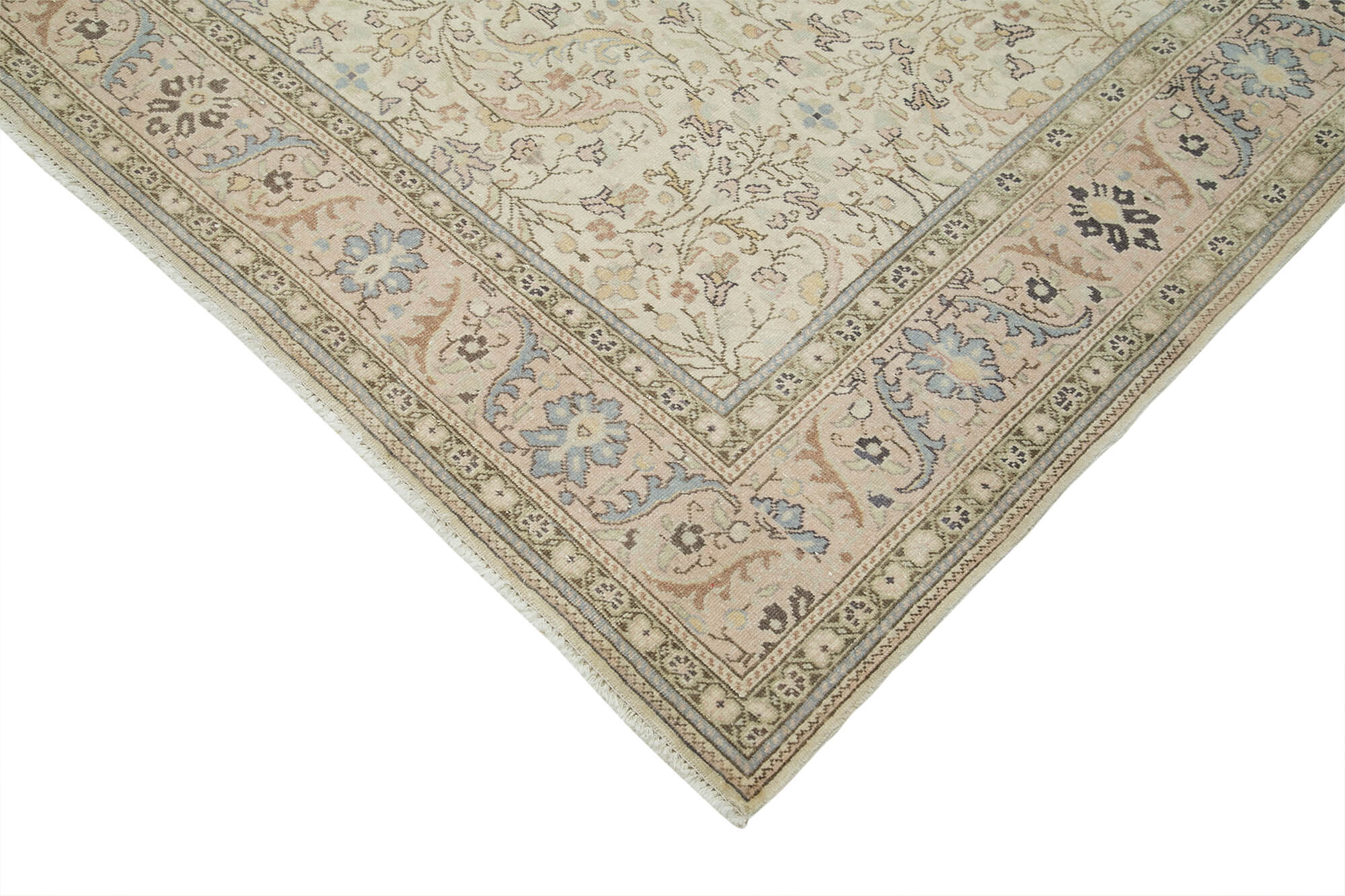 Vintage Cotton Wool Rug - Handmade Beige Wool Area Rug 8'x11'8'' | Durable Turkish Vintage Carpet