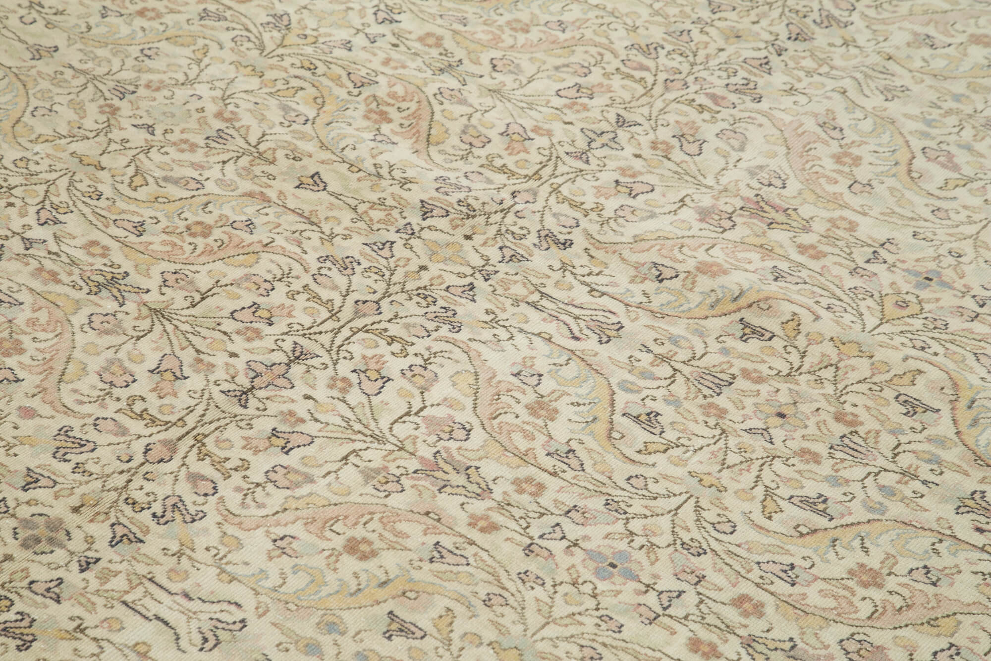 Vintage Cotton Wool Rug - Handmade Beige Wool Area Rug 8'x11'8'' | Durable Turkish Vintage Carpet