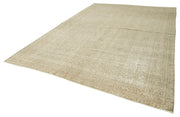 Handmade Wool Area Rug – Kayseri Beige Vintage Cotton Wool Blend Rug 8'10''x12'10''