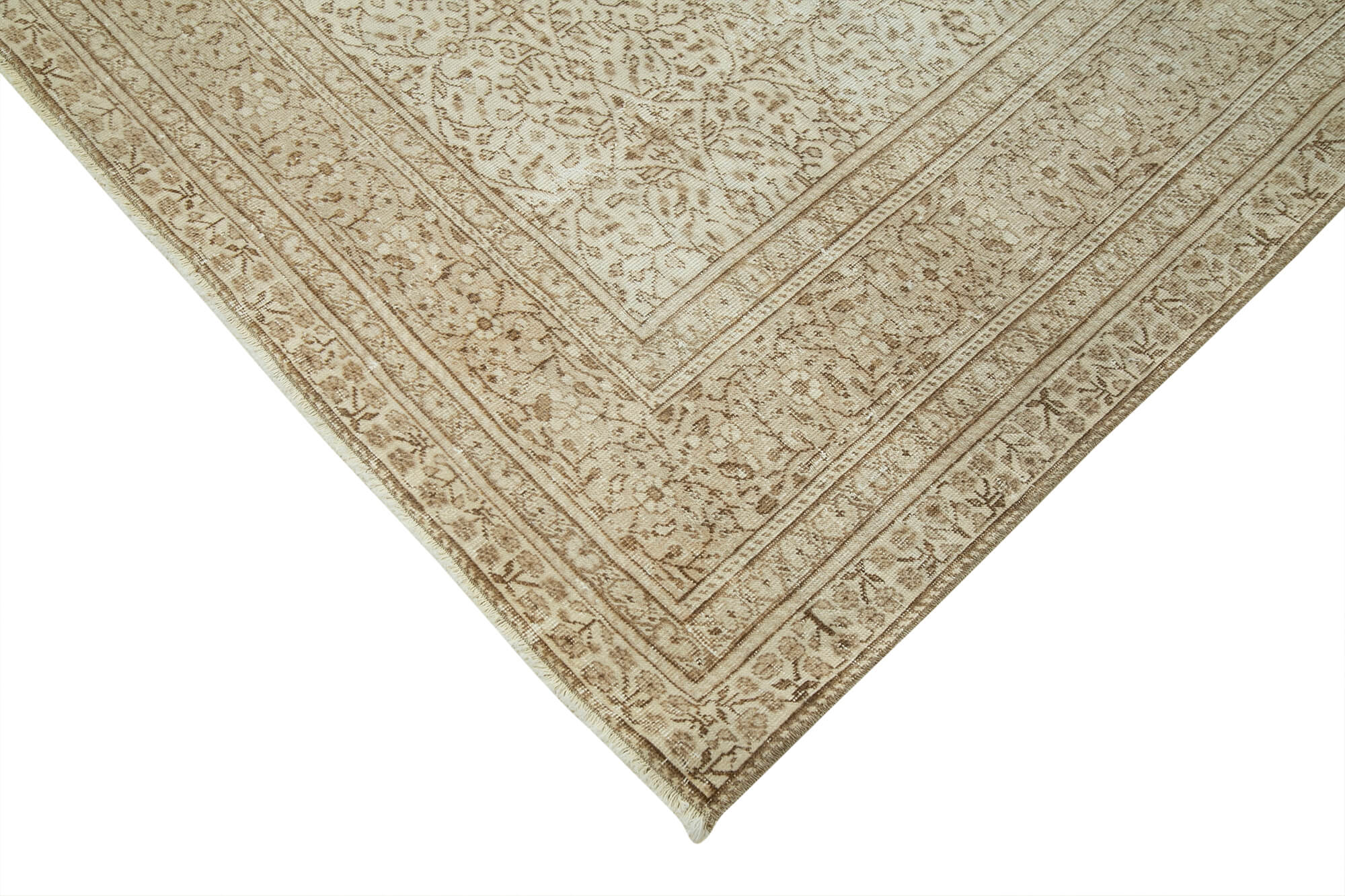 Handmade Wool Area Rug – Kayseri Beige Vintage Cotton Wool Blend Rug 8'10''x12'10''