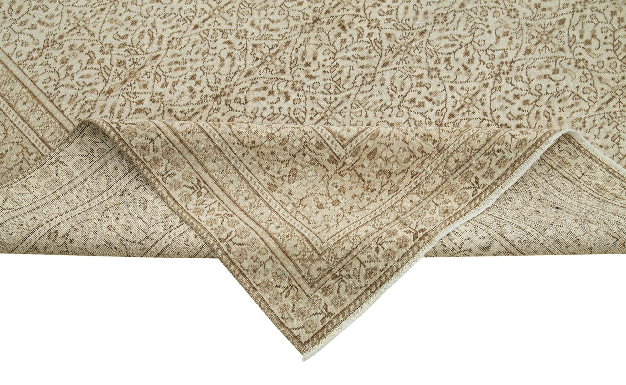 Handmade Wool Area Rug – Kayseri Beige Vintage Cotton Wool Blend Rug 8'10''x12'10''