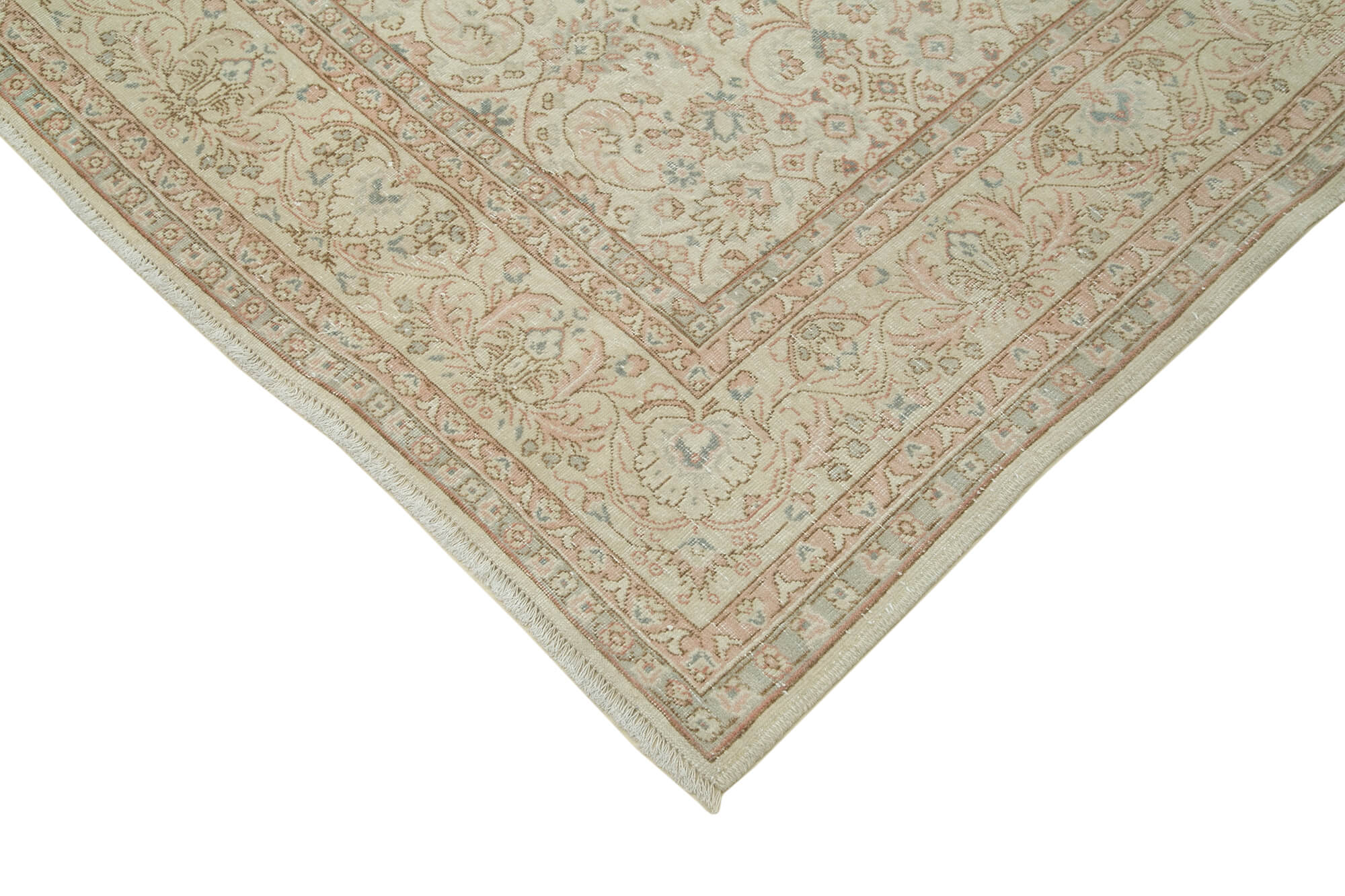 Vintage Cotton Wool Rug - Handmade Area Rug 7'9''x11'9'' Beige Turkish Vintage Carpet