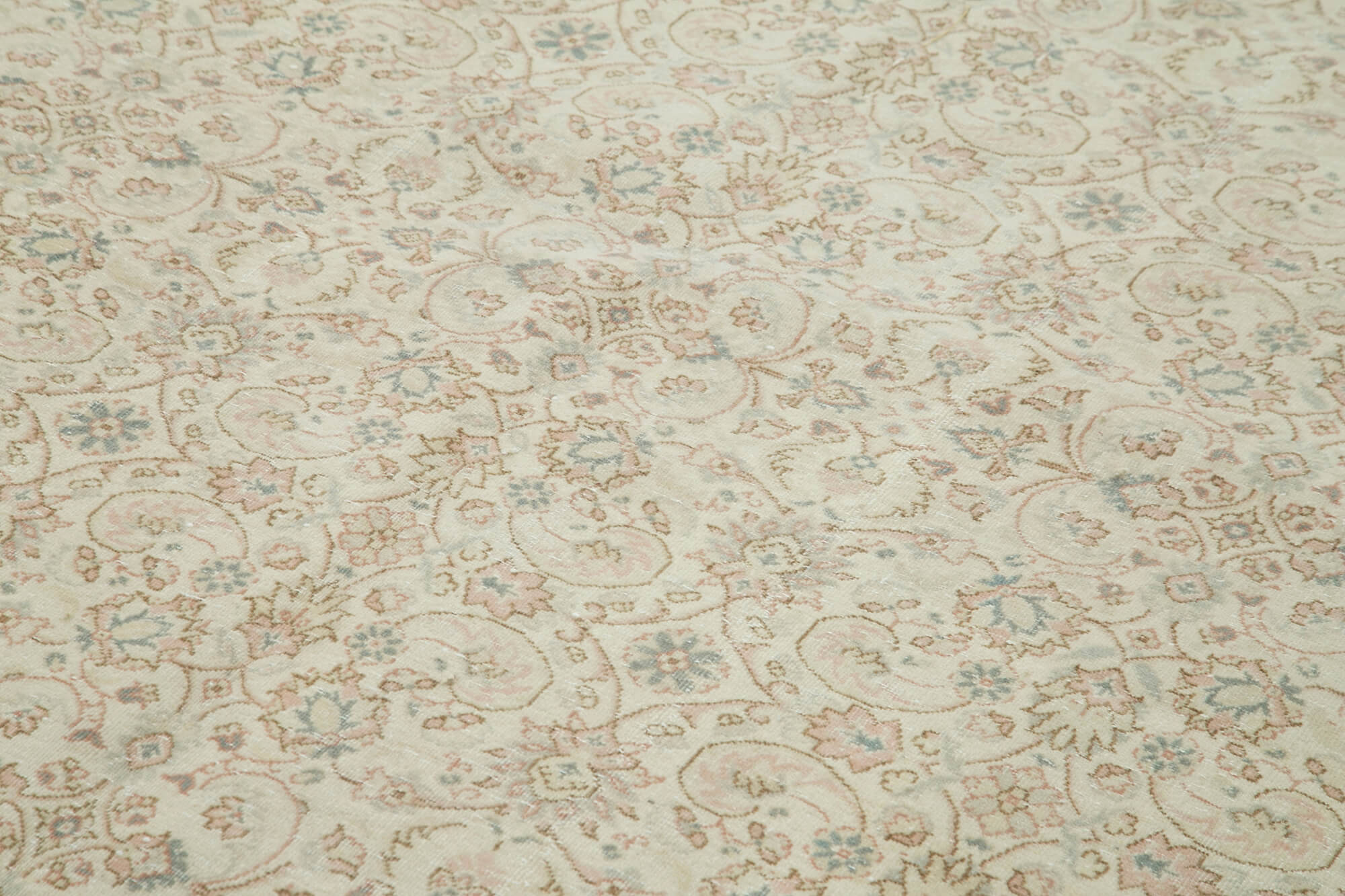 Vintage Cotton Wool Rug - Handmade Area Rug 7'9''x11'9'' Beige Turkish Vintage Carpet