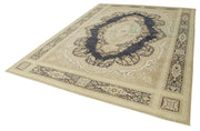 Vintage Wool Area Rug – Handmade Cotton Wool Rug 7'10''x10'8'' Beige Turkish Carpet