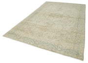 Vintage Cotton Wool Rug - Handmade Area Rug 7'3'' x 11'11'' Beige Wool Carpet