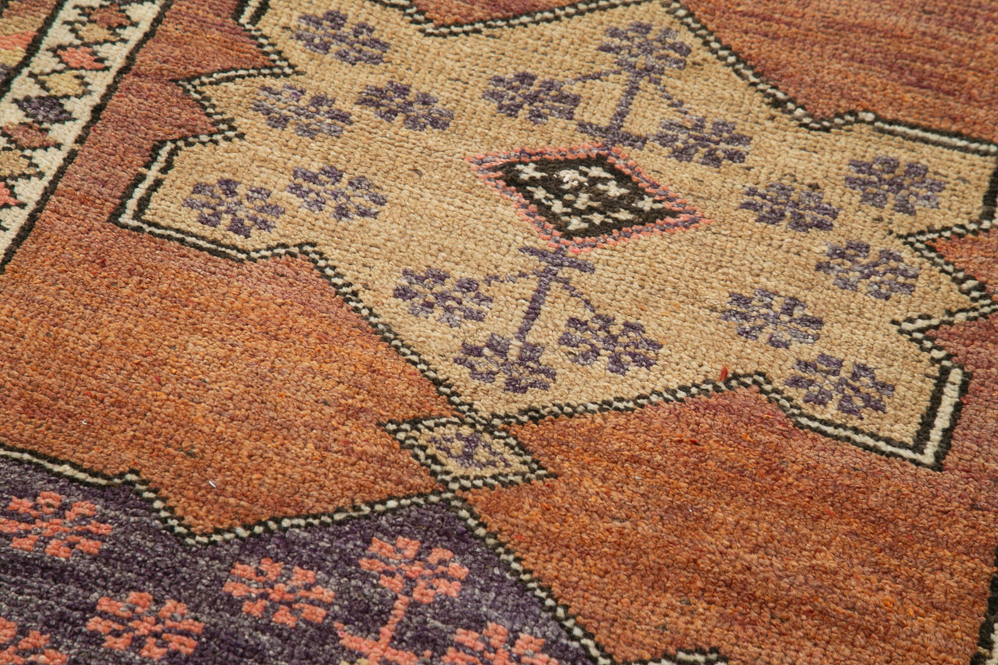 Handmade Vintage Area Rug – Turkish Wool Rug | Brown Cotton Runner 2'10''x11'9''