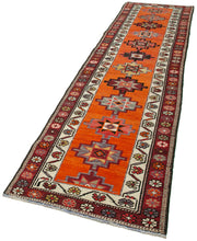 Handmade Vintage Area Rug – Orange Vintage Runner, Turkish Wool Rug 2'11''x12'6''
