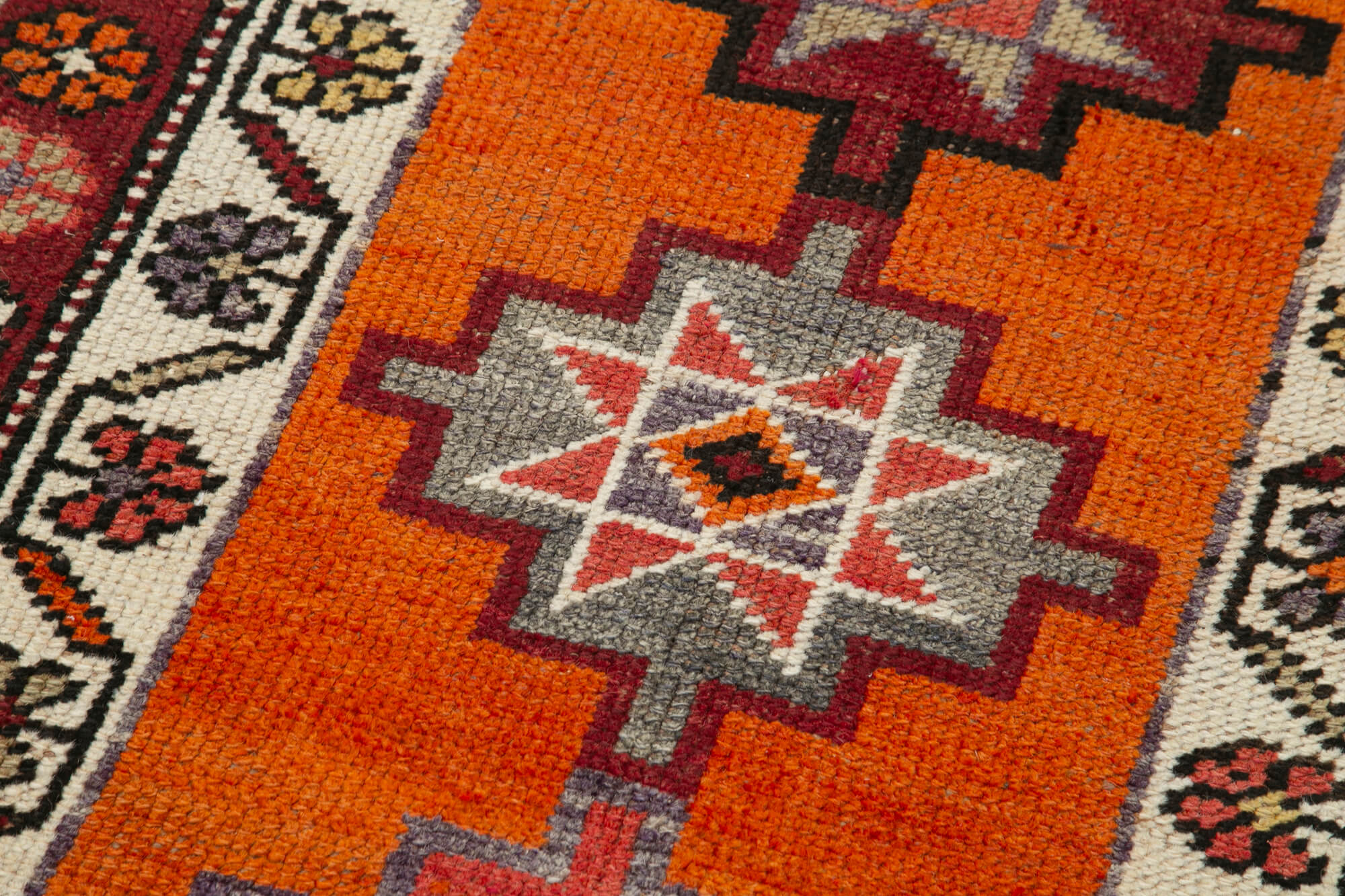 Handmade Vintage Area Rug – Orange Vintage Runner, Turkish Wool Rug 2'11''x12'6''