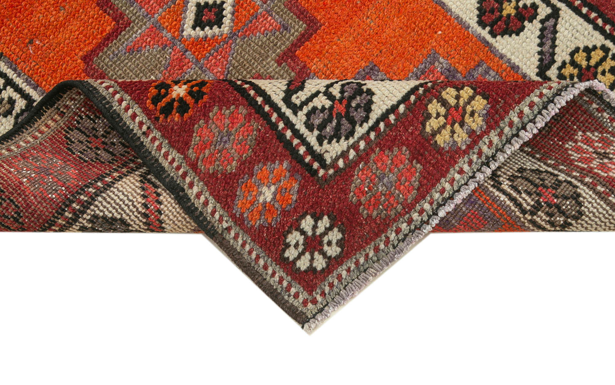 Handmade Vintage Area Rug – Orange Vintage Runner, Turkish Wool Rug 2'11''x12'6''