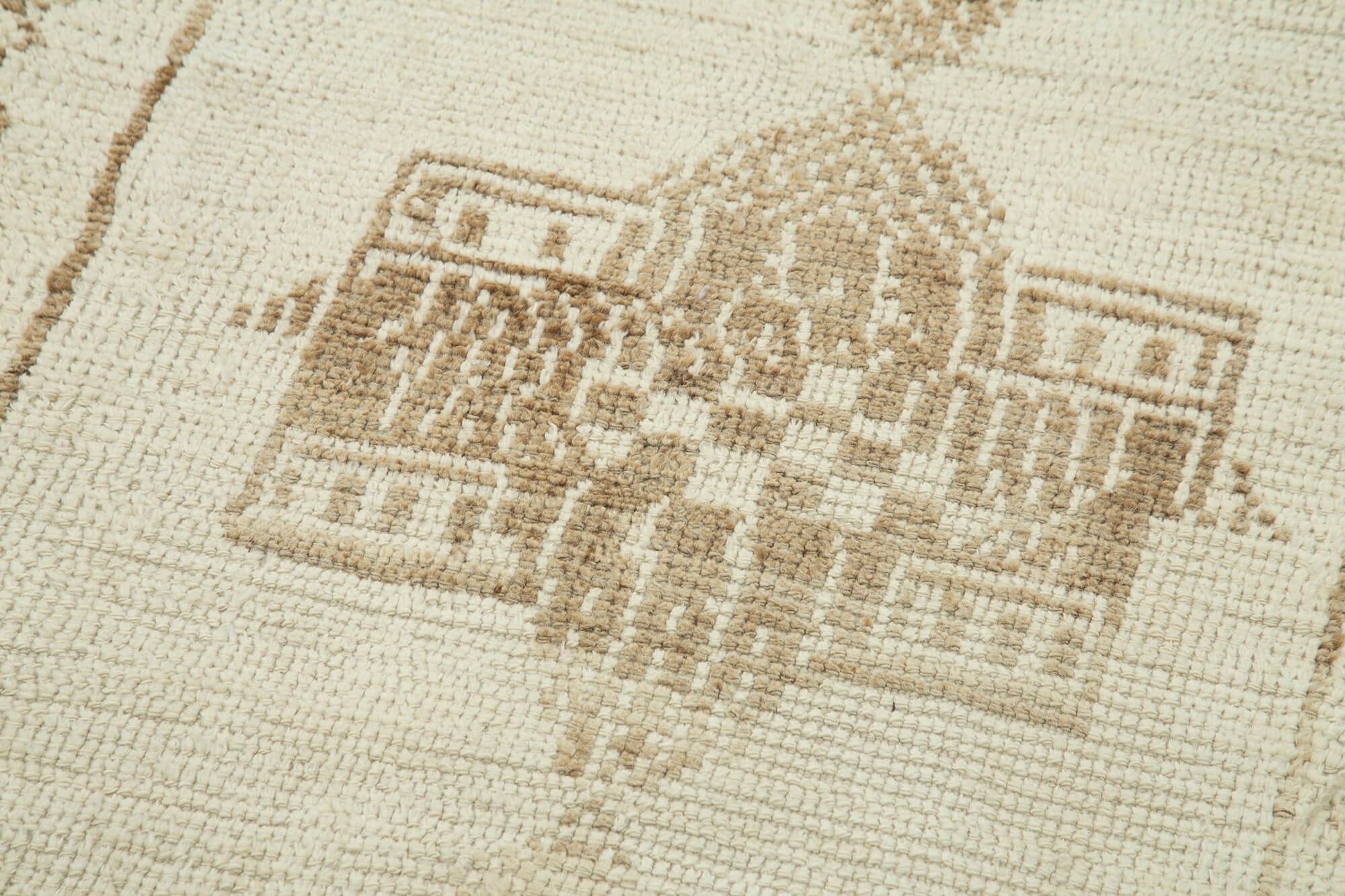 Handmade Vintage Area Rug – Neutral Beige Cotton Wool Blend Turkish Hand Knotted Runner 2'9''x11'5''