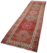 Handmade Wool Area Rug - Vintage Cotton Rug Brown 2'11''x13'0'' Turkish Wool