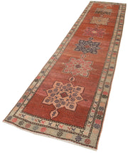 Handmade Wool Area Rug – Vintage Cotton Rug Brown Wool Runner 2'8''x12'7''