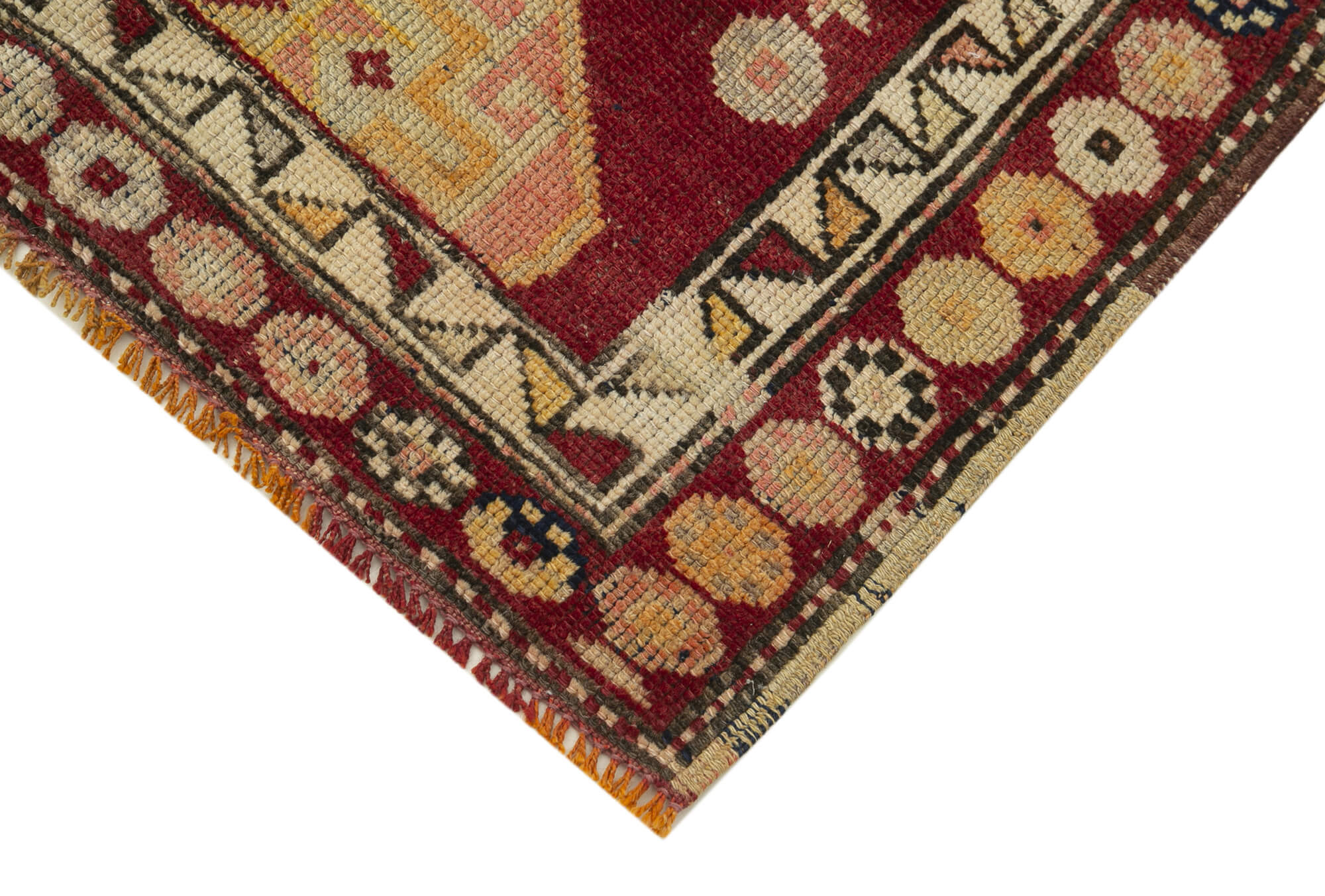 Handmade Vintage Area Rug – Red Vintage Carpet, Turkish Wool Rug Runner 2'11''x12'7''