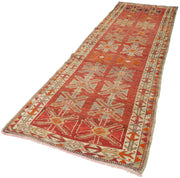 Handmade Vintage Area Rug | Durable Woven Carpet, Classic Vintage Carpet 3'5''x10'3''