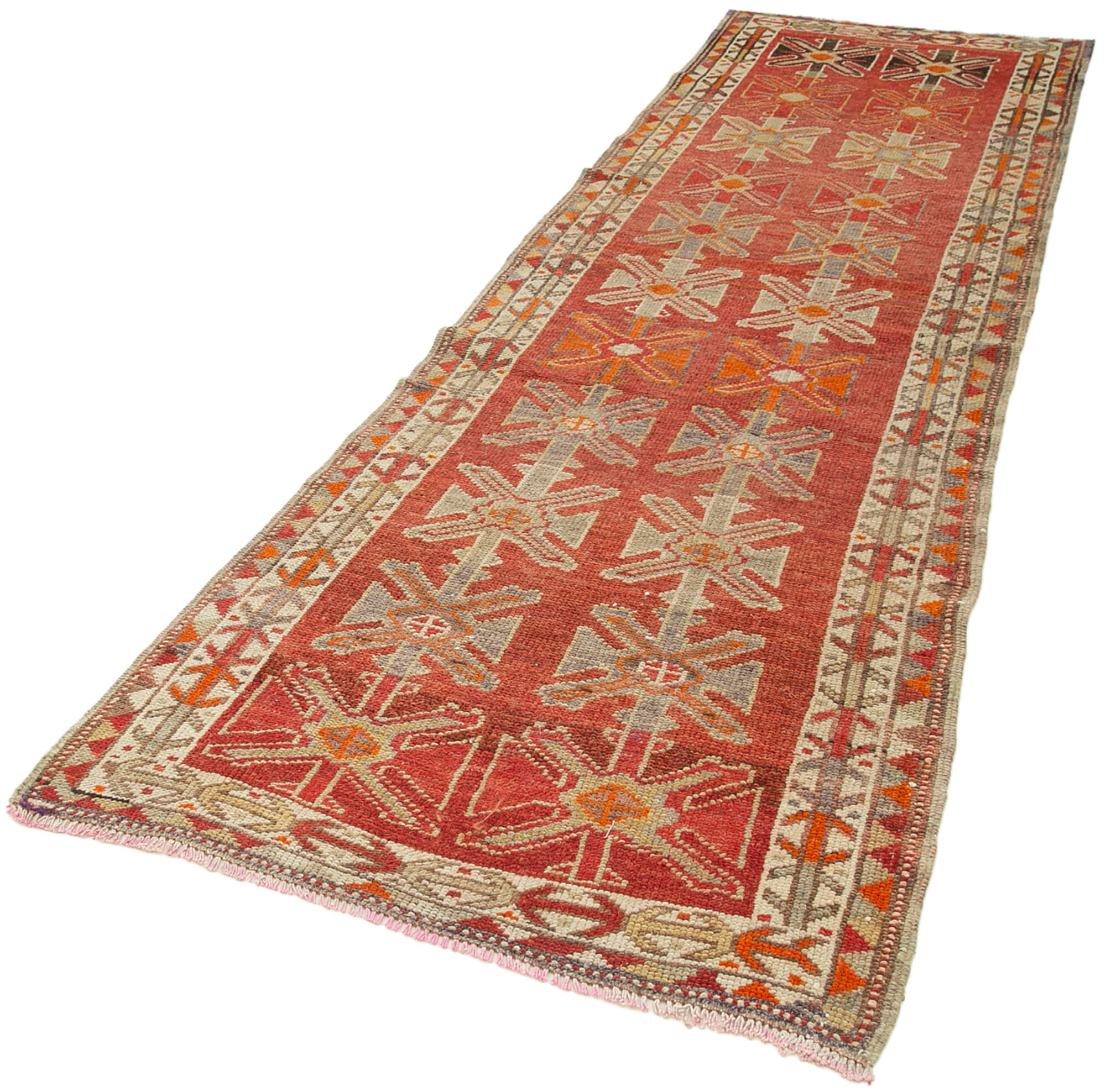 Handmade Vintage Area Rug | Durable Woven Carpet, Classic Vintage Carpet 3'5''x10'3''