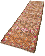 Handmade Vintage Area Rug – Beige Cotton Wool Blend, Traditional Hand Knotted Rug 2'9''x12'4''