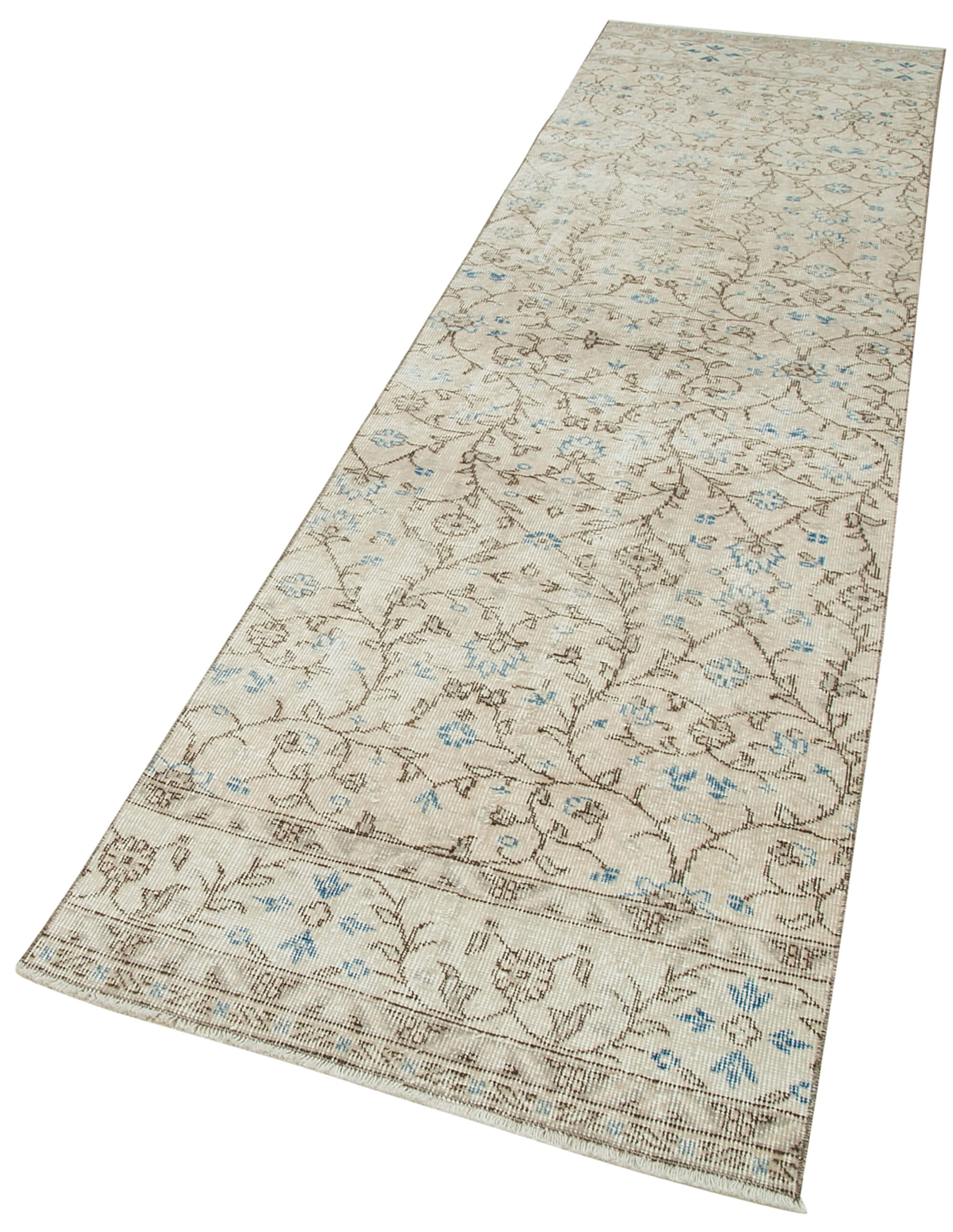 Vintage Handmade Area Rug - Overdyed Cotton Wool Rug, Turkish Hand Knotted Carpet 2'7''x10'2''