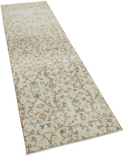 Handmade Vintage Area Rug – Overdyed Beige Wool Cotton Blend Carpet 2'4''x8'3''