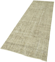 Handmade Vintage Area Rug – Overdyed Beige Cotton Wool Rug 3'2''x10'1'' Turkish Knotted