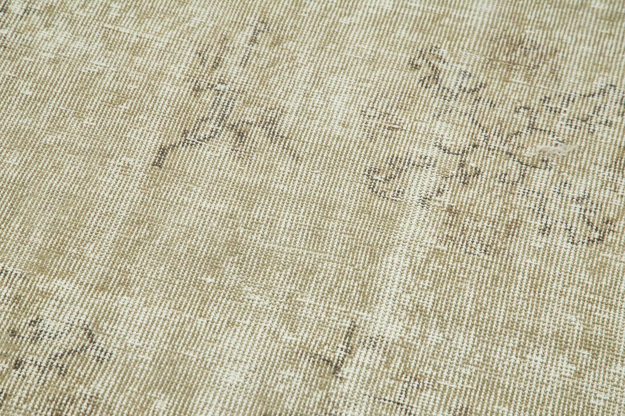 Handmade Vintage Area Rug – Overdyed Beige Cotton Wool Rug 3'2''x10'1'' Turkish Knotted