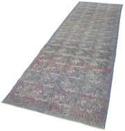 Handmade Vintage Area Rug – Overdyed Blue Rug | Soft Wool Cotton Carpet 3'3''x11'1''