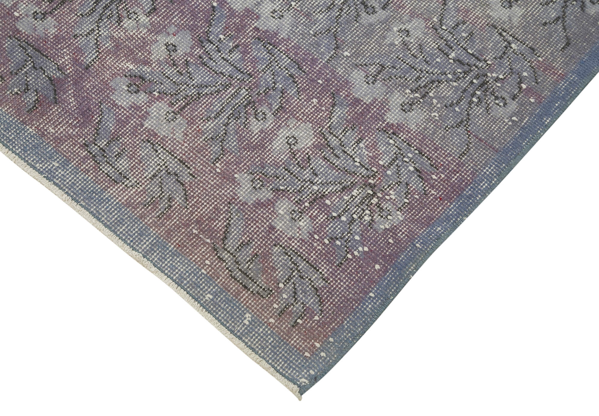 Handmade Vintage Area Rug – Overdyed Blue Rug | Soft Wool Cotton Carpet 3'3''x11'1''