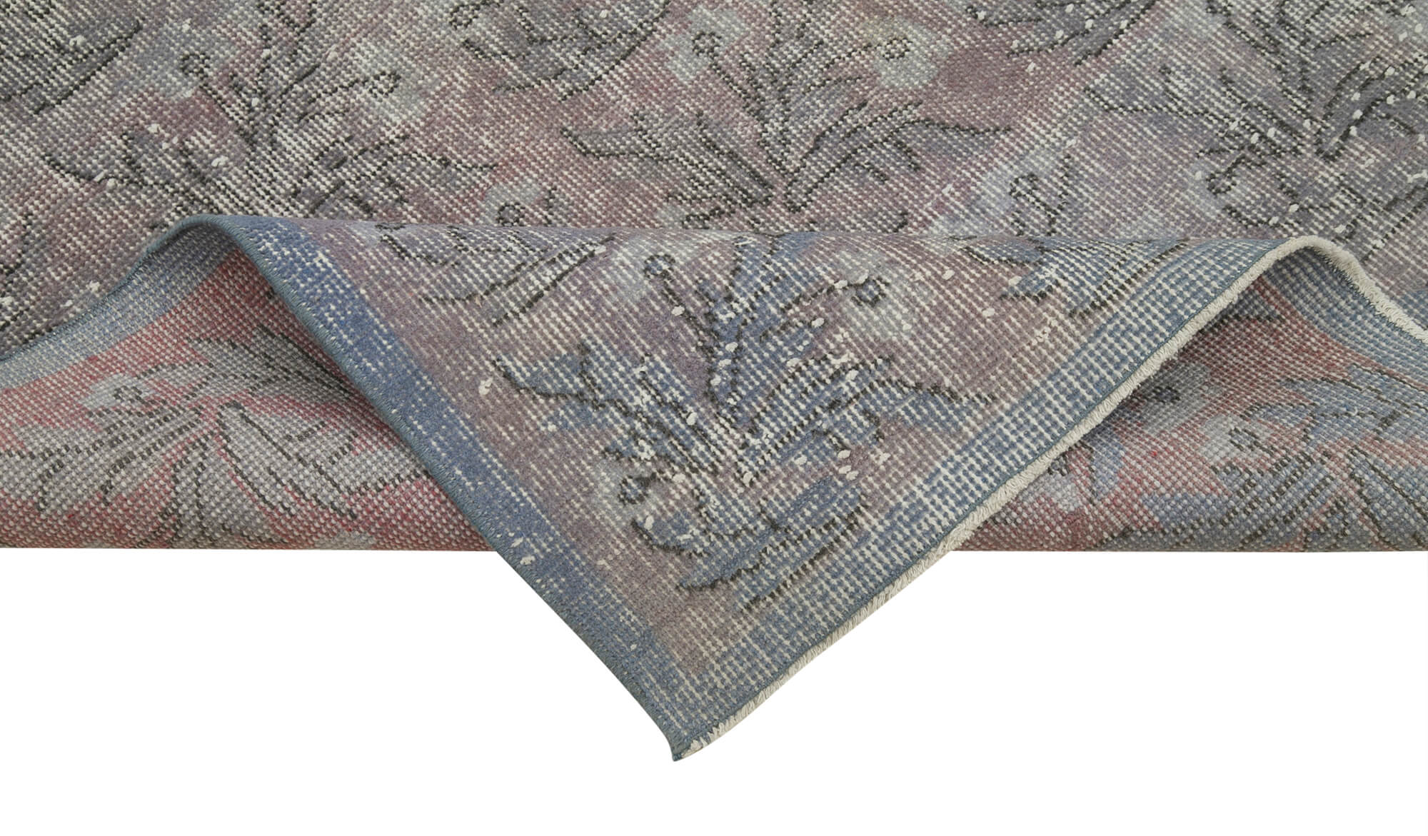 Handmade Vintage Area Rug – Overdyed Blue Rug | Soft Wool Cotton Carpet 3'3''x11'1''