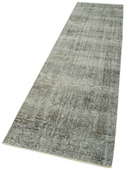 Vintage Area Rug – Handmade Wool Rug Overdyed Blue Turkish Hand Knotted Carpet 2'7''x10'7''