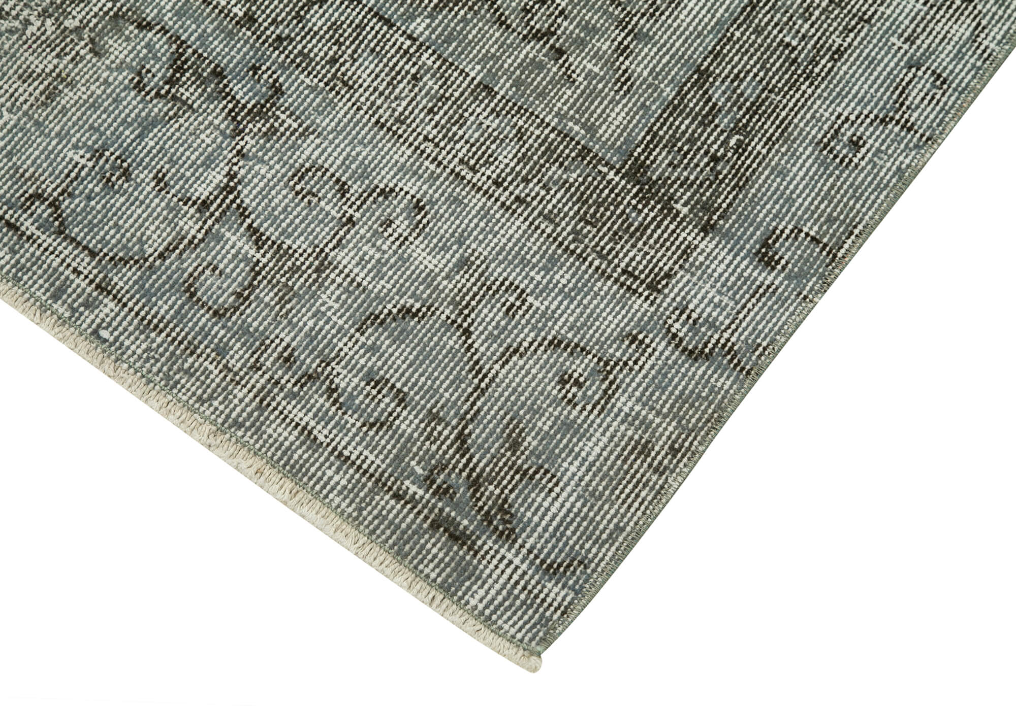 Vintage Area Rug – Handmade Wool Rug Overdyed Blue Turkish Hand Knotted Carpet 2'7''x10'7''