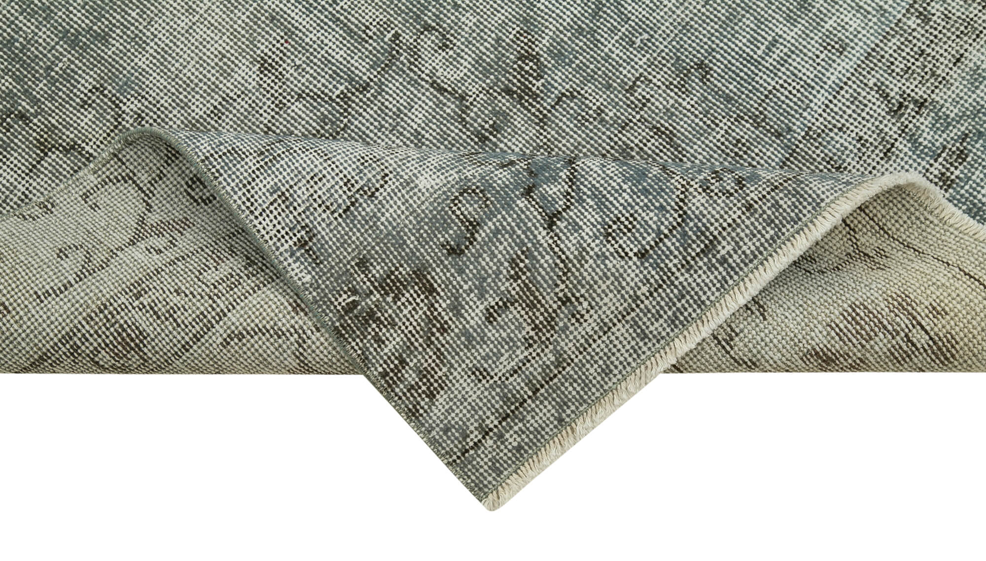 Vintage Area Rug – Handmade Wool Rug Overdyed Blue Turkish Hand Knotted Carpet 2'7''x10'7''