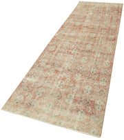 Handmade Vintage Area Rug – Overdyed Wool Carpet, Beige Cotton Blend 2'11''x10'10''