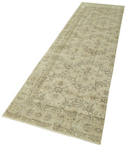 Vintage Area Rug - Handmade Wool Rug | Overdyed Beige Cotton Wool Carpet 2'9''x10'11''
