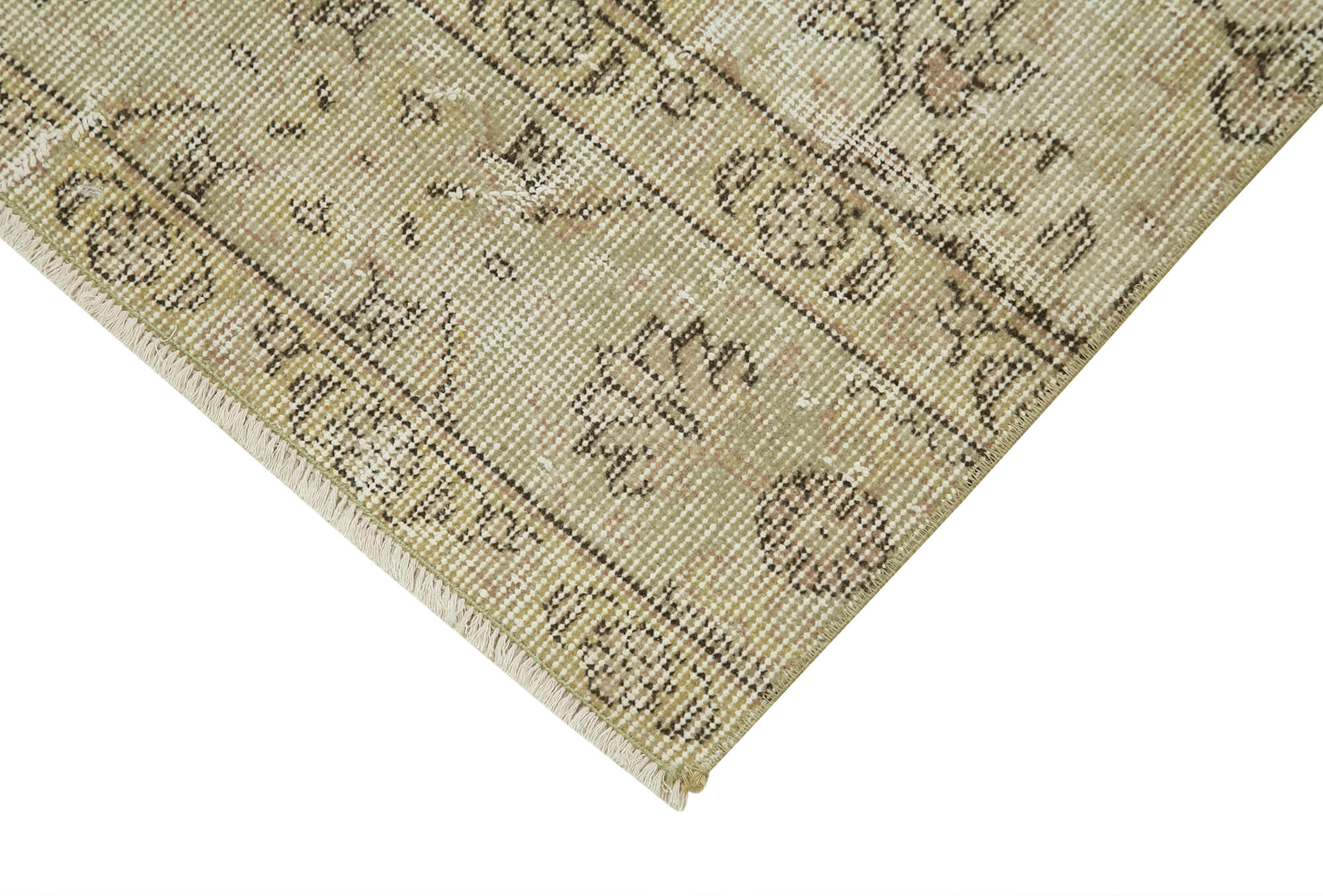 Vintage Area Rug - Handmade Wool Rug | Overdyed Beige Cotton Wool Carpet 2'9''x10'11''