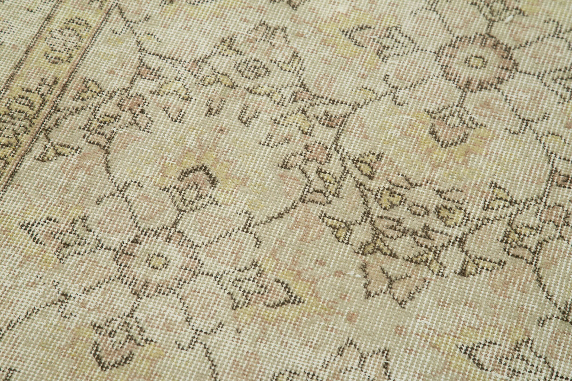 Vintage Area Rug - Handmade Wool Rug | Overdyed Beige Cotton Wool Carpet 2'9''x10'11''