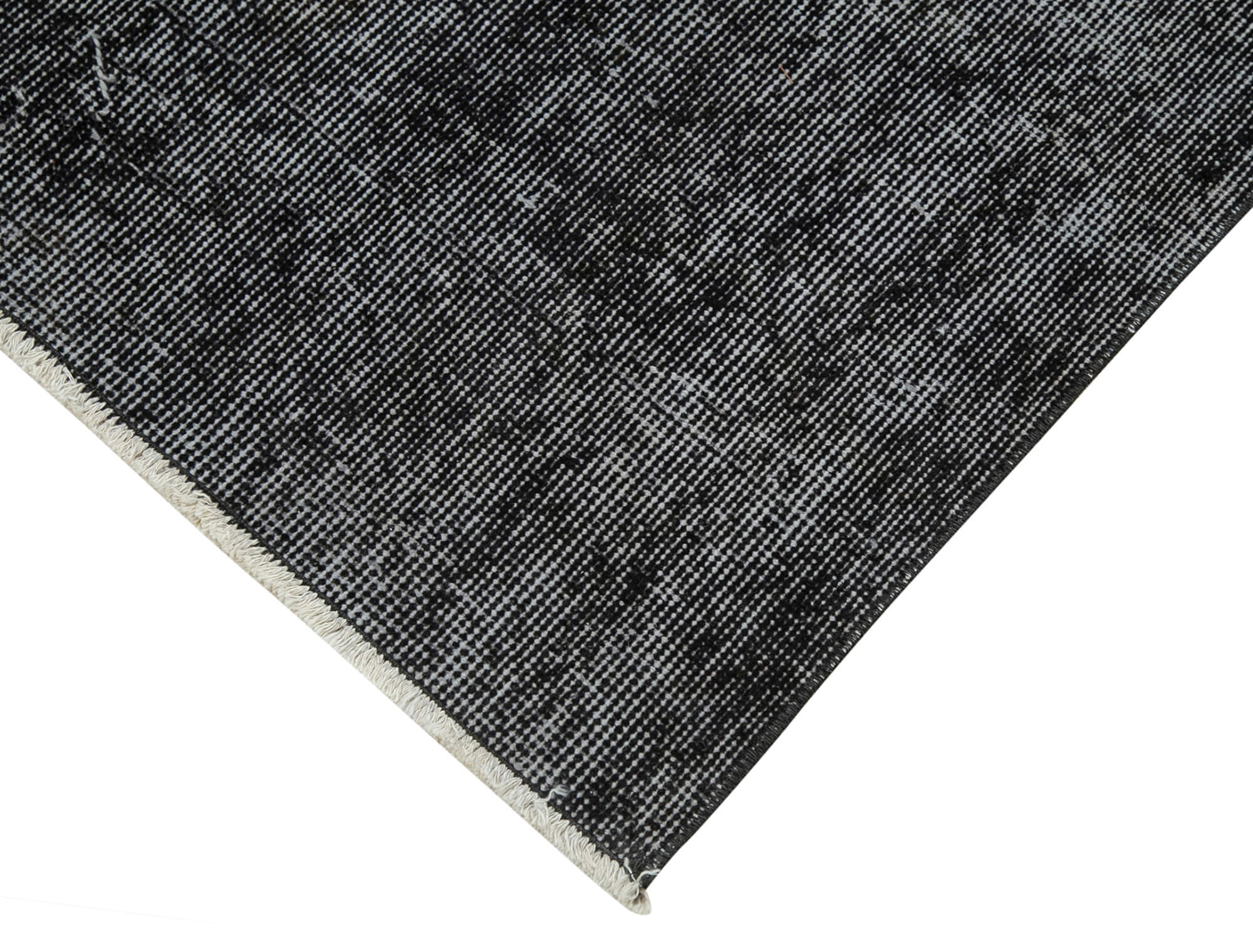 Vintage Handmade Area Rug - Overdyed Black Cotton Wool Carpet 2'10''x10'3''