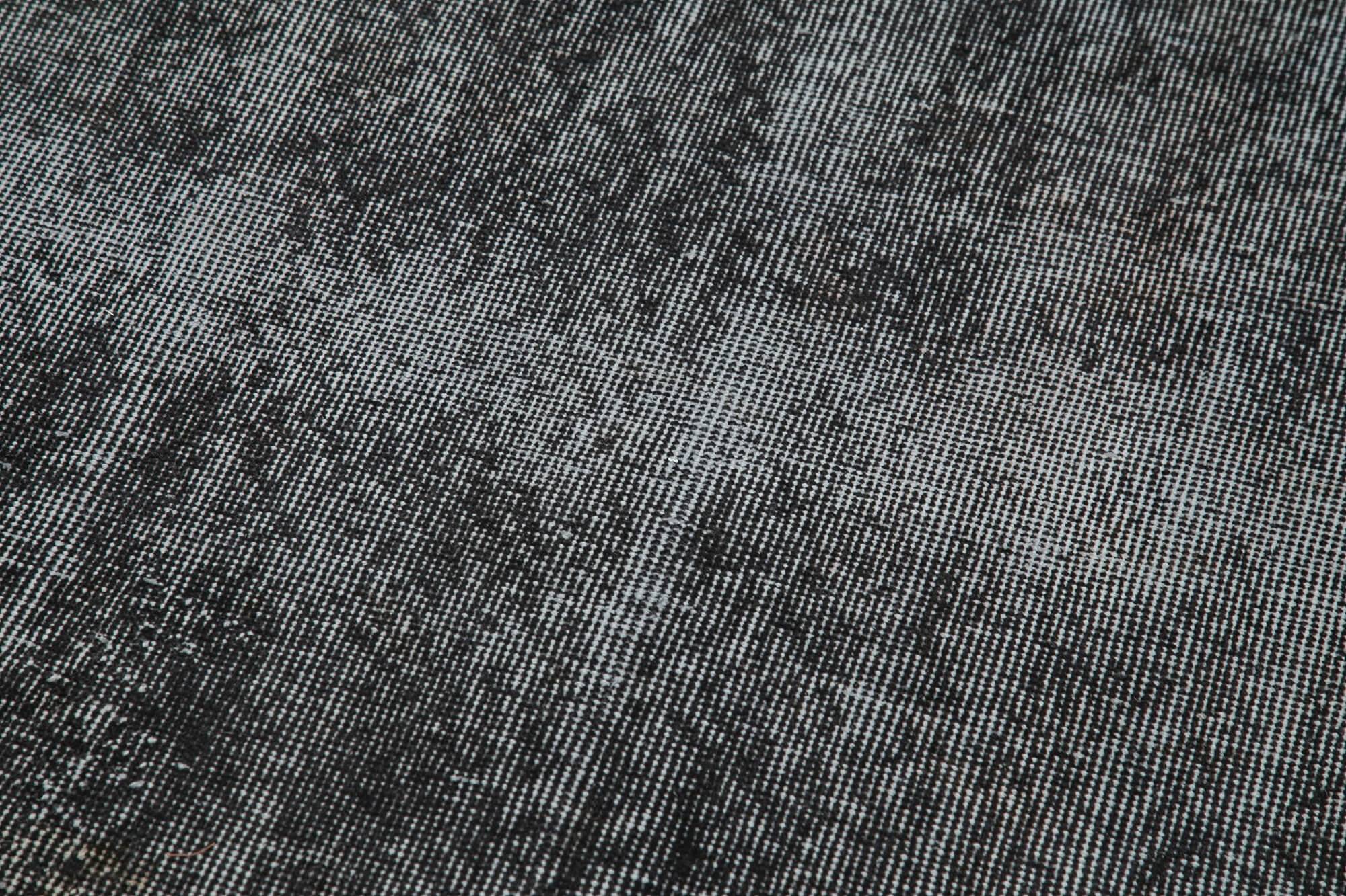 Vintage Handmade Area Rug - Overdyed Black Cotton Wool Carpet 2'10''x10'3''