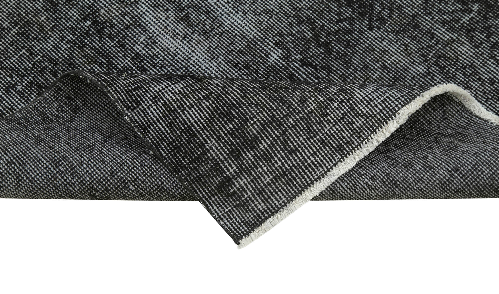 Vintage Handmade Area Rug - Overdyed Black Cotton Wool Carpet 2'10''x10'3''