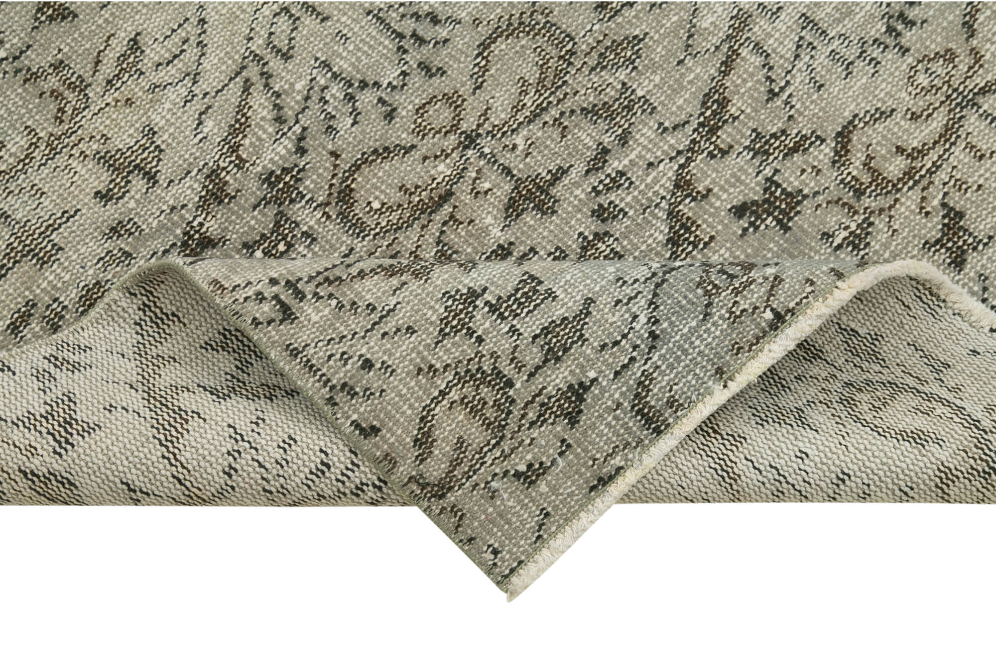 Handmade Area Rug – Overdyed Beige Vintage Cotton Wool Carpet 3'0" x 10'0"