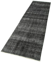 Handmade Vintage Area Rug – Overdyed Wool Rug Black 2'8''x9'8'' Cotton Wool Carpet