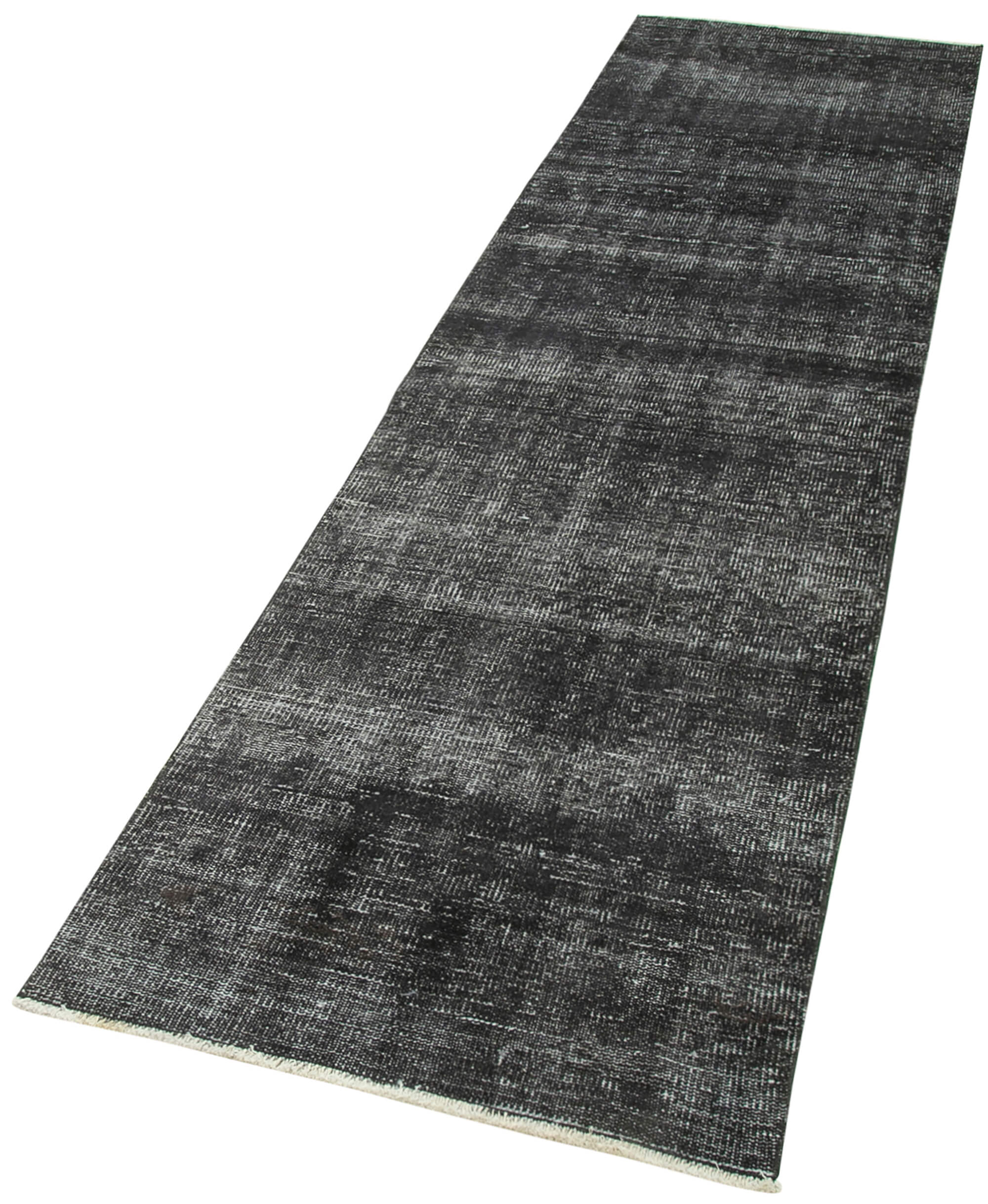 Handmade Vintage Area Rug – Overdyed Wool Rug Black 2'8''x9'8'' Cotton Wool Carpet