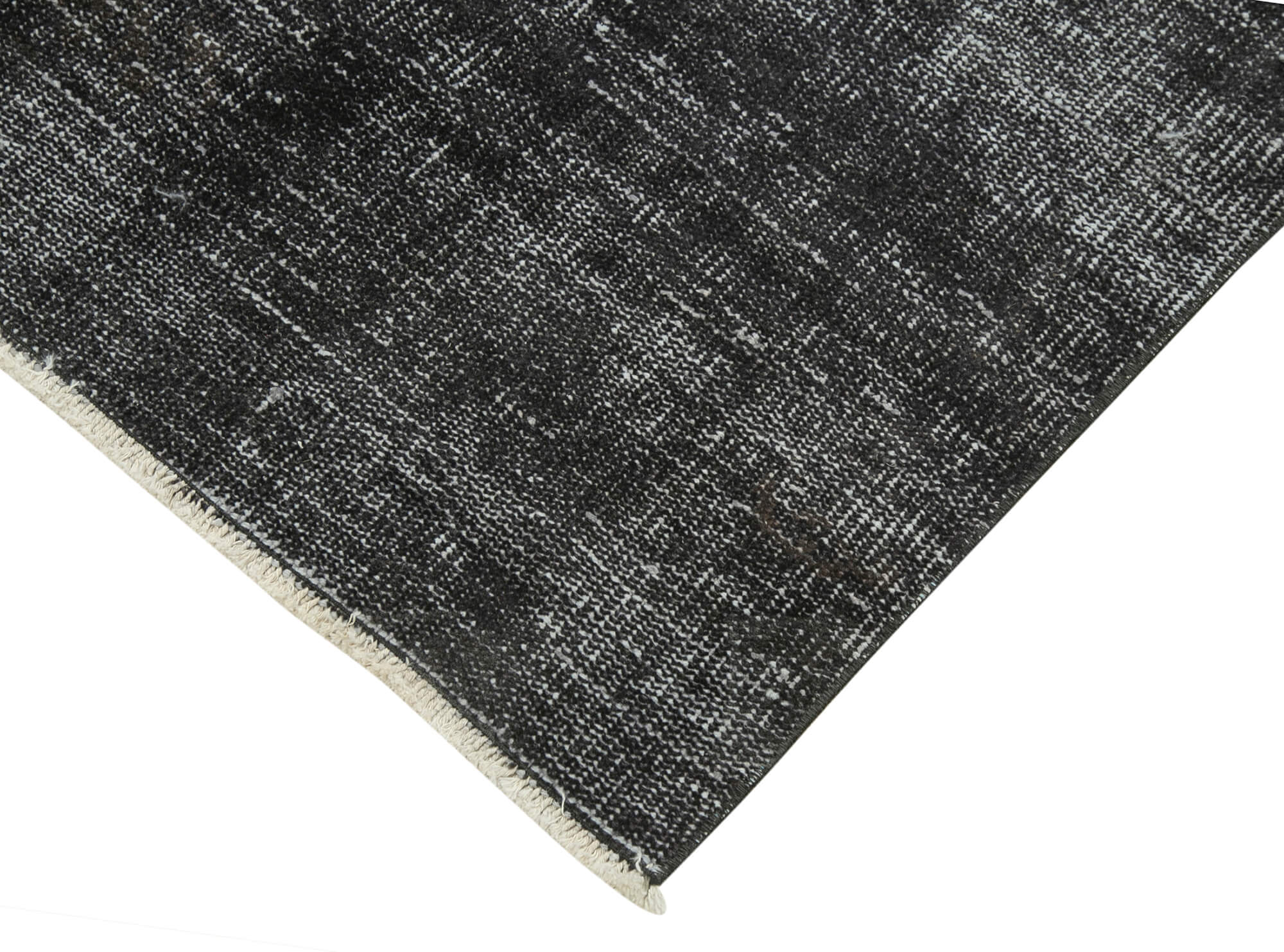 Handmade Vintage Area Rug – Overdyed Wool Rug Black 2'8''x9'8'' Cotton Wool Carpet